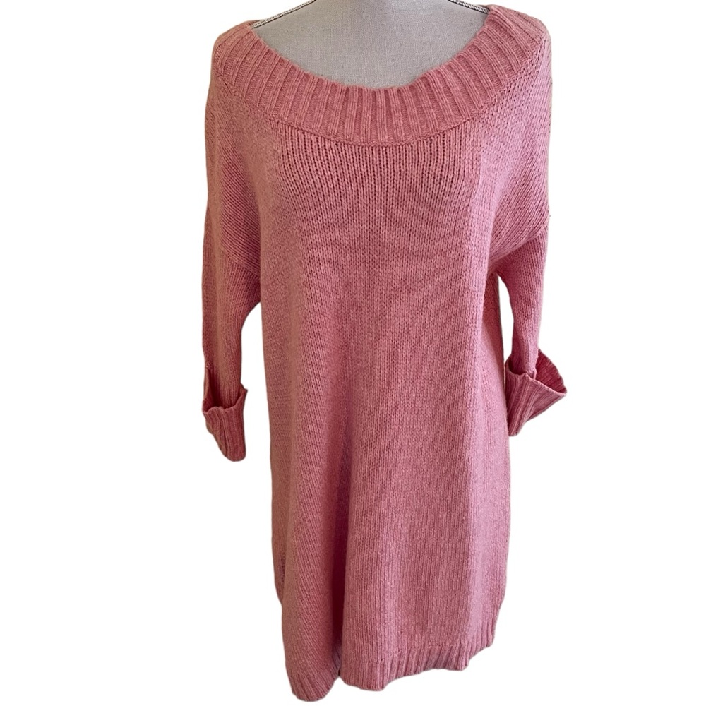 Free People Pink Off the Shoulder Tunic Sweater S NEW
